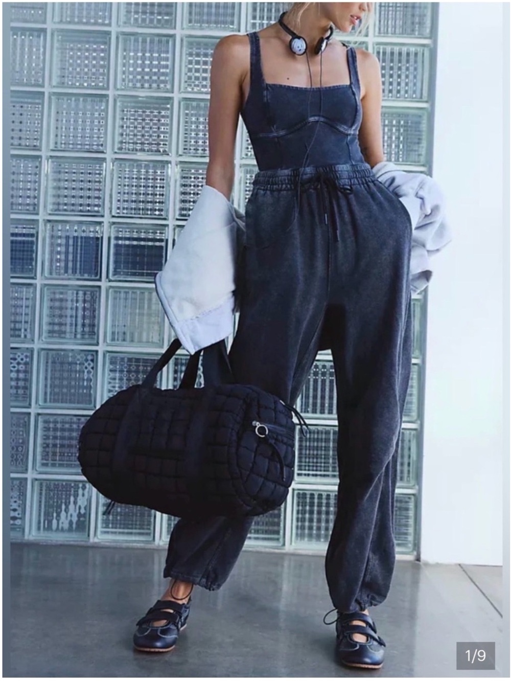 NWOT Free People Movement Inbound onesie Jumpsuit- washed black - S
